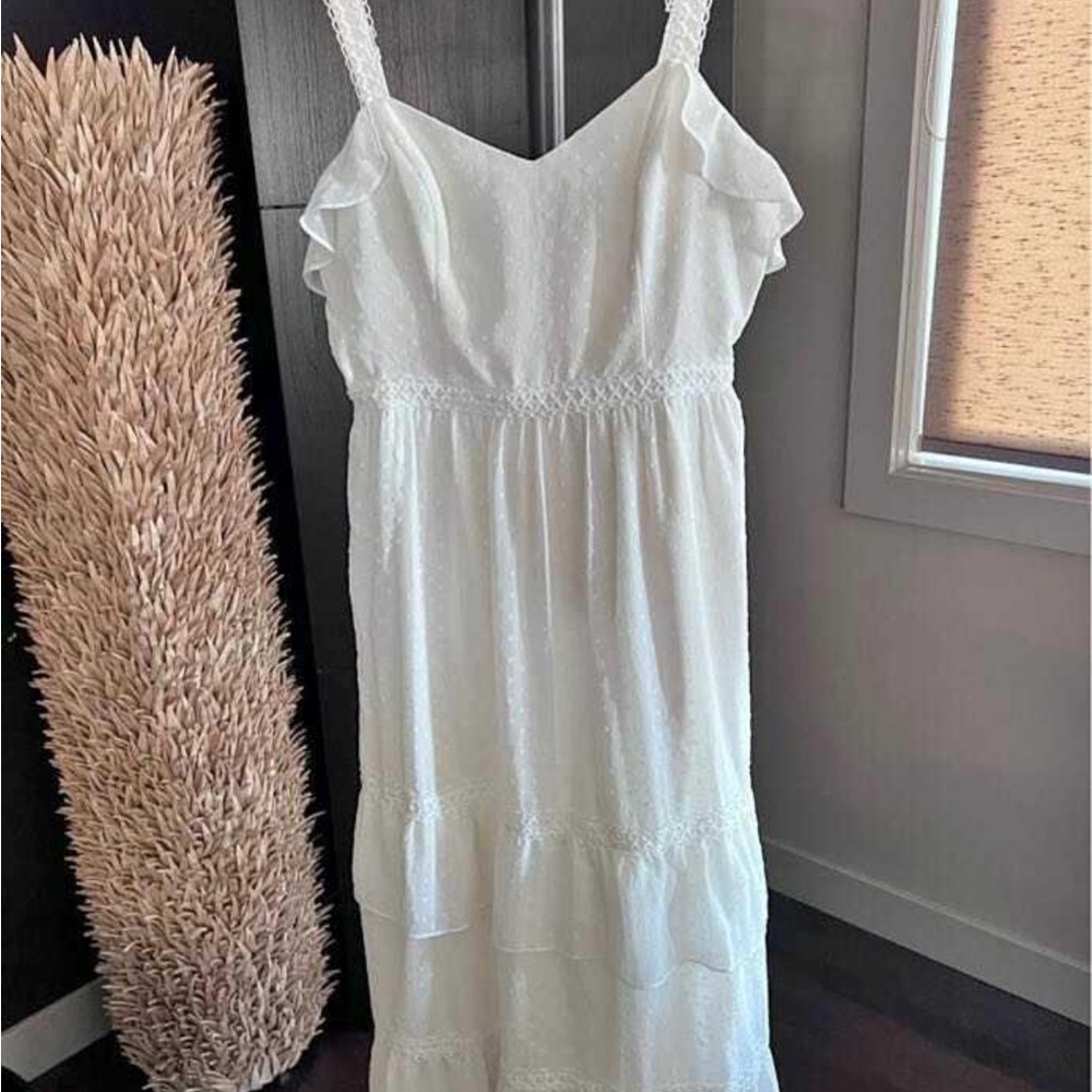 Modcloth White Ruffled Maxi Dress
